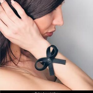 Black Bow Leather Bracelet or ankle cuffs